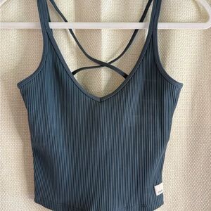 Vuori Blue Ribbed Fitted Camisole